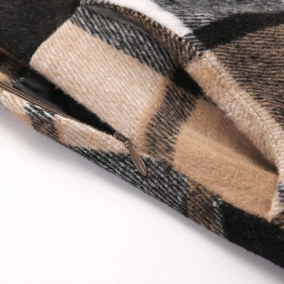 Womens Wool Skirt Elastic Waist Tartan Pleated A-Line Long Fall Winter - Picture 3 of 6